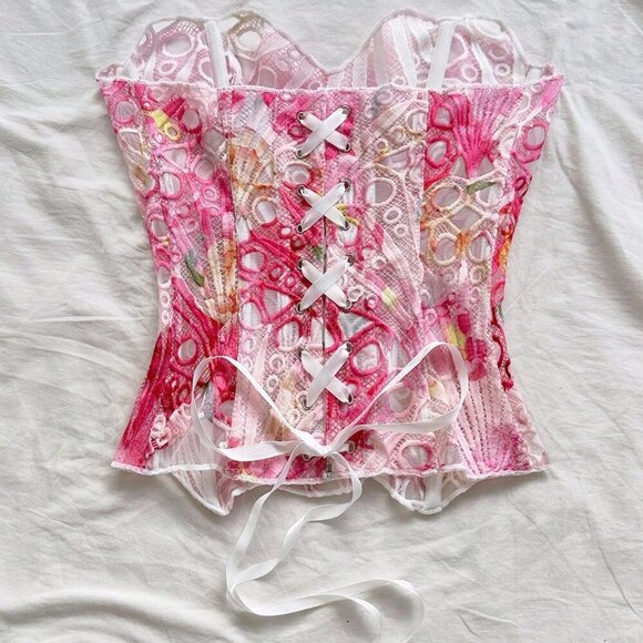 Pink Boho Women's Sexy Lace Bustier Top - Picture 2 of 6